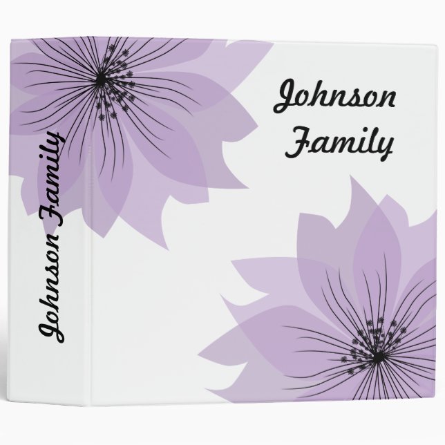 Elegant lilac flower 3 ring binder (Front/Spine)