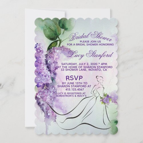 Elegant Lilac Flowers Bridal Shower Invitation