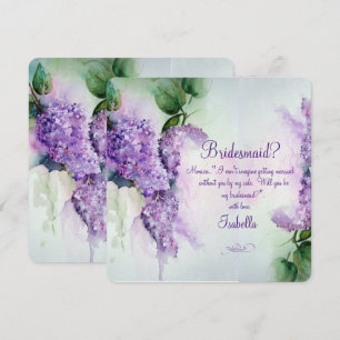 Elegant Lilac Flowers Bridesmaid Request Card