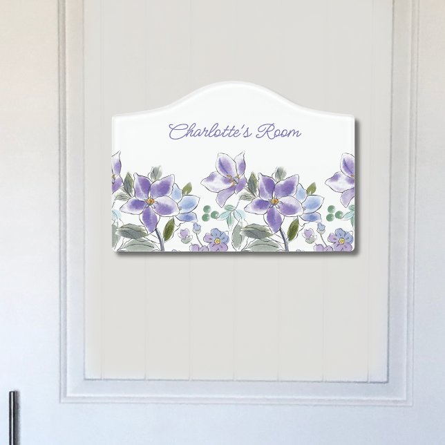 Elegant Lilac Flowers Name Door Sign (Creator Uploaded)