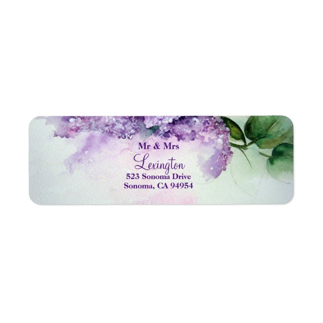 Elegant Lilac Flowers Return Address  Label (Front)