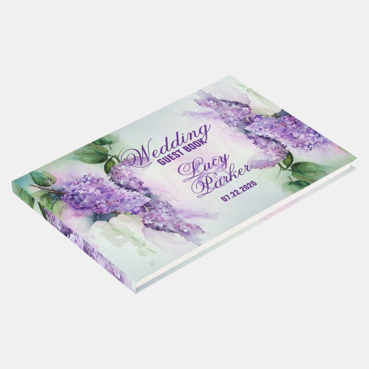 Elegant Lilac Flowers Wedding Guest Book Zazzle