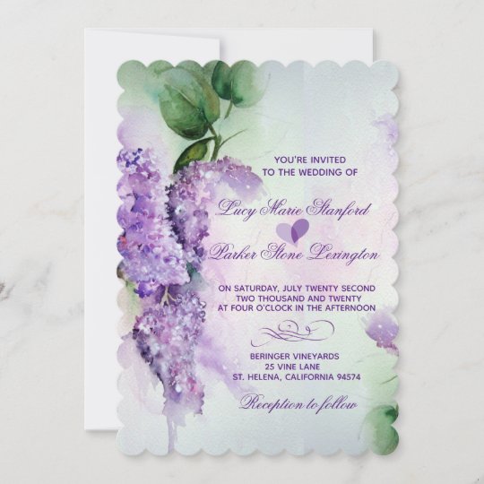 Elegant Lilac Flowers Wedding Invitations | Zazzle.com