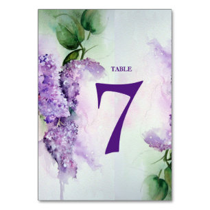 Elegant Lilac Flowers Wedding  Table Number