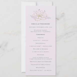 Elegant Lilac Gold Floral Wedding Program