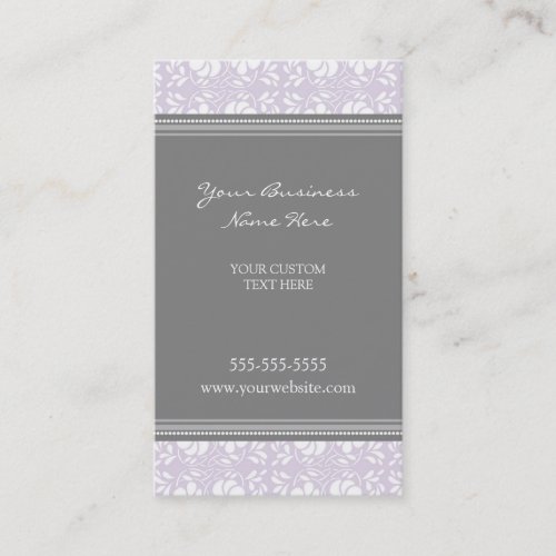 Elegant Lilac Gray Damask Business Cards