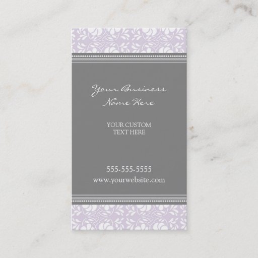 Customizable Elegant Lilac Gray Damask Business Cards