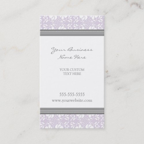 Elegant Lilac Gray Damask Business Cards