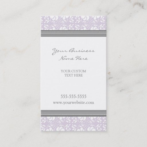 Customizable Elegant Lilac Gray Damask Business Cards