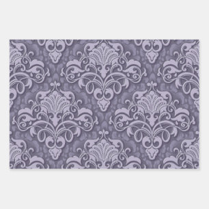 Elegant lilac, green, pink set of 3 wrapping paper sheets