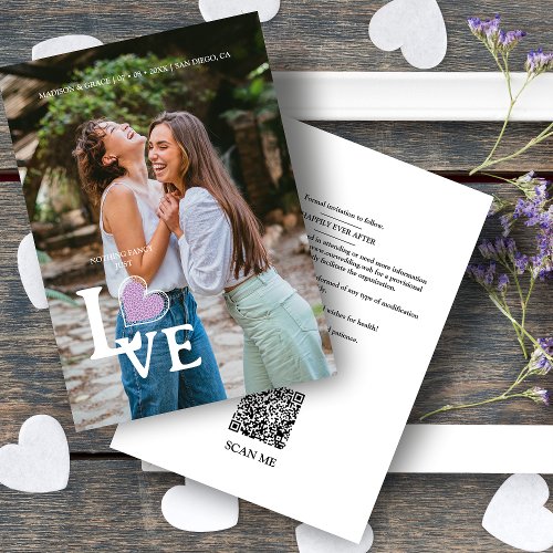 Elegant Lilac Heart Photo Fancy Love Wedding Save The Date