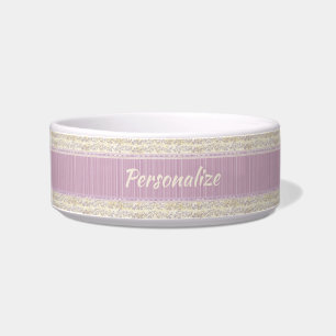 Elegant Lilac Lace Ribbon Feminine Cat Dog Bowl