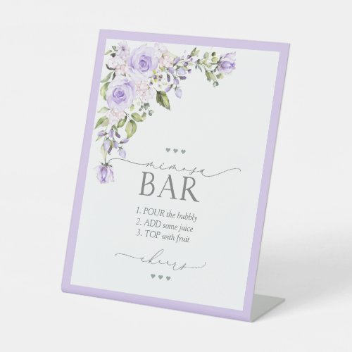 Elegant Lilac Lavender Bridal Shower Mimosa Bar Pedestal Sign