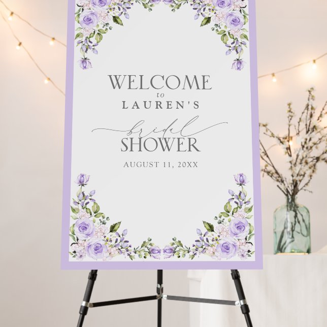 Elegant Lilac Lavender Bridal Shower Welcome Foam Board (In Situ (Stand))