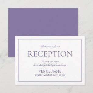 Elegant Lilac Lavender Classic Script Reception Enclosure Card