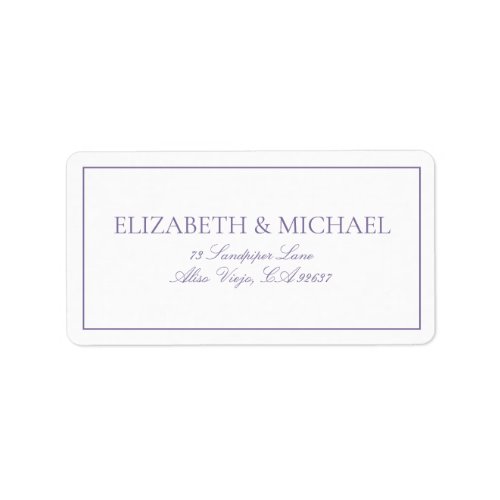 Elegant Lilac Lavender Classic Script Return Label