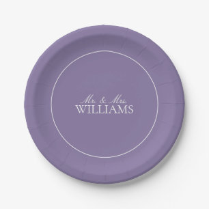 Elegant Lilac Lavender Classic Script Wedding Paper Plates