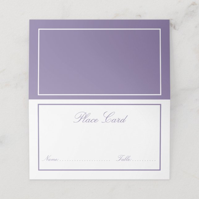 Elegant Lilac Lavender Classic Script Wedding Place Card (Outside Unfolded)