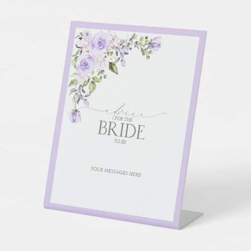 Elegant Lilac Lavender Floral Advice To The Bride Pedestal Sign
