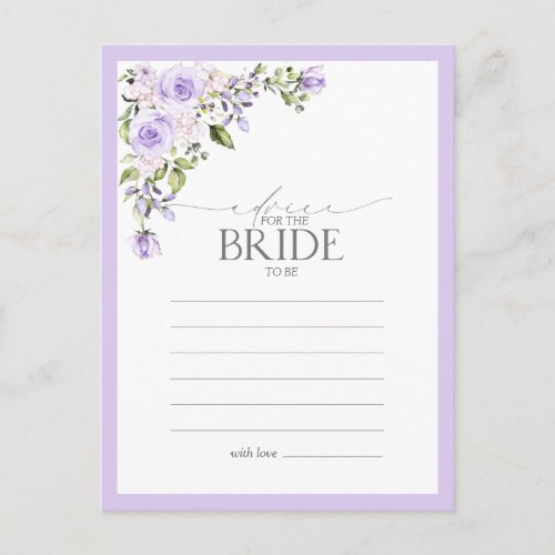 Elegant Lilac Lavender Floral Advice To The Bride Postcard