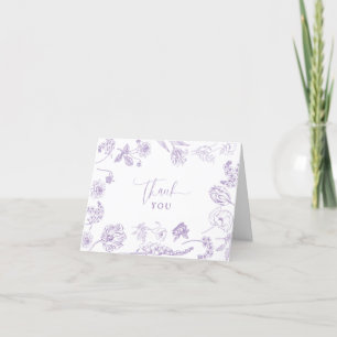 Elegant Lilac Lavender Floral Baby Shower Letterpress Thank You Card