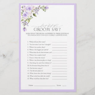 Elegant Lilac Lavender Floral Bridal Shower Game