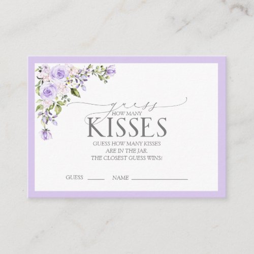 Elegant Lilac Lavender Floral Bridal Shower Game Enclosure Card