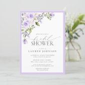 Elegant Lilac Lavender Floral Bridal Shower Invitation (Standing Front)