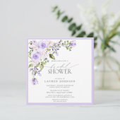 Elegant Lilac Lavender Floral Bridal Shower Invitation (Standing Front)