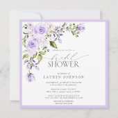 Elegant Lilac Lavender Floral Bridal Shower Invitation (Front)