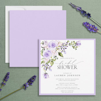 Elegant Lilac Lavender Floral Bridal Shower Invitation by elegant_invites_ at Zazzle