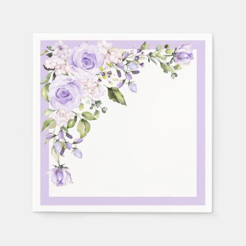 Elegant Lilac Lavender Floral Bridal Shower Napkins