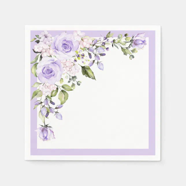 Elegant Lilac Lavender Floral Bridal Shower Napkins | Zazzle