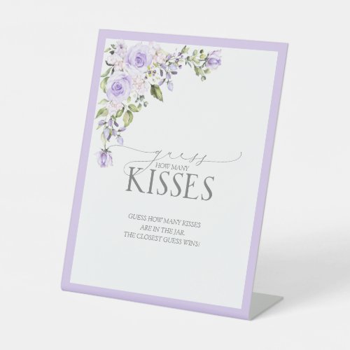 Elegant Lilac Lavender Floral How Many Kisses Pedestal Sign
