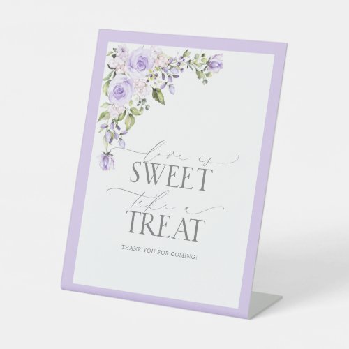 Elegant Lilac Lavender Floral Shower Sweet Treat Pedestal Sign