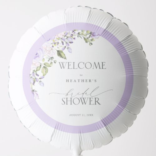 Elegant Lilac Lavender Floral Shower Welcome Balloon