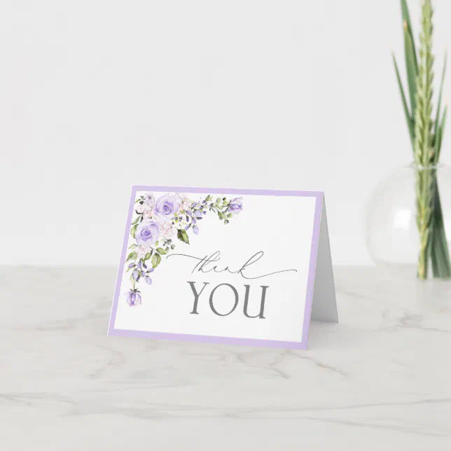 Elegant Lilac Lavender Floral Thank You Card | Zazzle