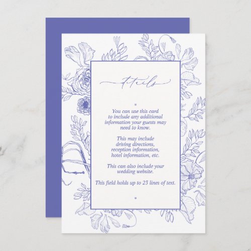 Elegant Lilac Lavender Floral Wedding Details Enclosure Card