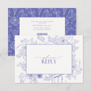 Elegant Lilac Lavender Floral Wedding QR Code RSVP Card