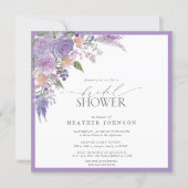 Elegant Lilac Lavender Watercolor Bridal Shower In Invitation (Front)