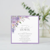 Elegant Lilac Lavender Watercolor Bridal Shower In Invitation (Standing Front)