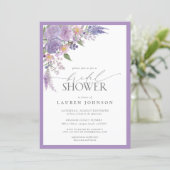 Elegant Lilac Lavender Watercolor Bridal Shower Invitation (Standing Front)