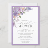 Elegant Lilac Lavender Watercolor Bridal Shower Invitation (Front)