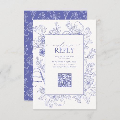 Elegant Lilac Lavender Wedding QR Code RSVP Card