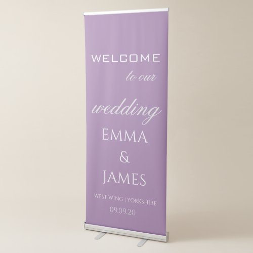 Elegant Lilac Lavender Wedding Welcome  Retractable Banner