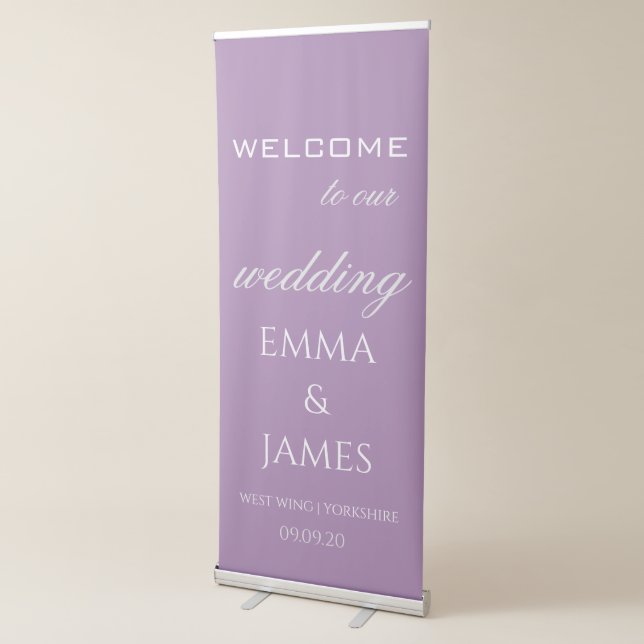 Elegant Lilac Lavender Wedding Welcome  Retractable Banner (3/4)