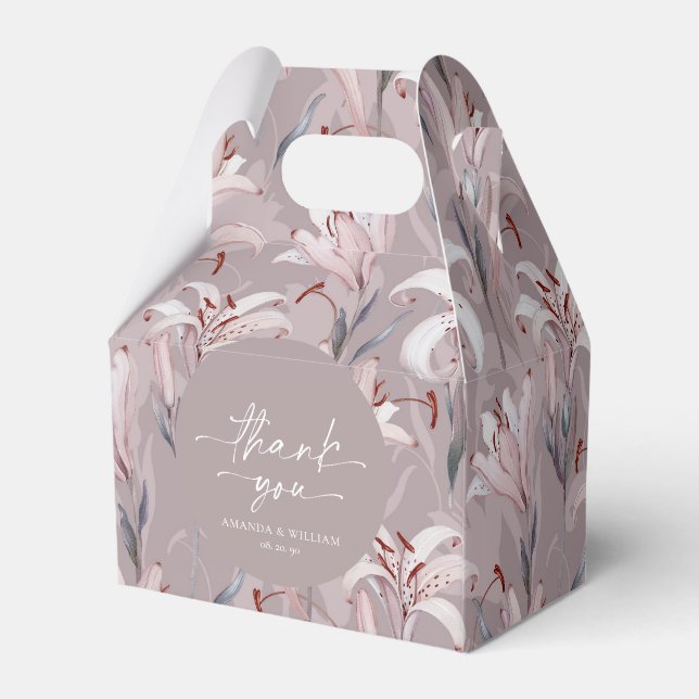 Elegant Lilac Lily Wedding Favor Box (Back Side)