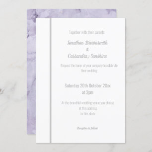 ELEGANT LILAC MARBLE SILVER WEDDING INVITATION