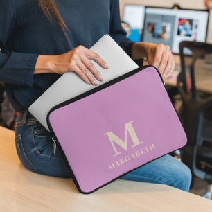 Elegant Lilac Monogram Laptop Sleeve