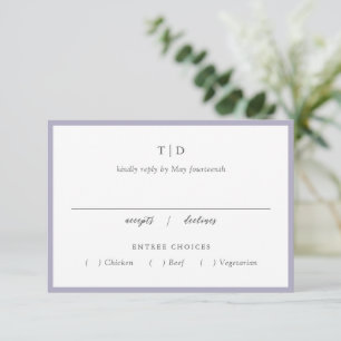 Elegant Lilac Monogram Modern Wedding RSVP Card